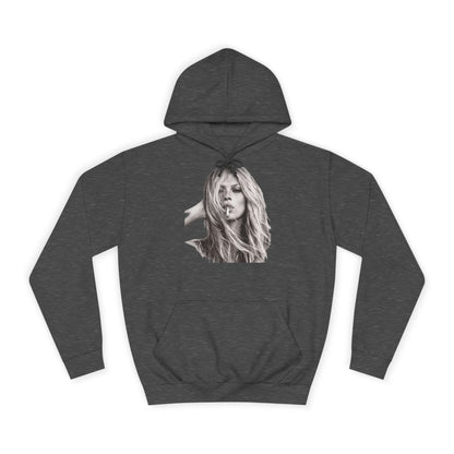 Kate Moss Hoodie – Ikonisches Schwarz-Weiß Porträt Kapuzenpullover für Fashion & Musik Fans