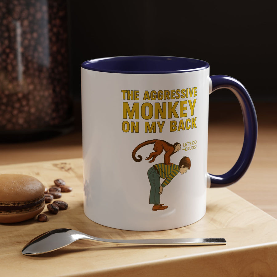 Mug Aggressive Monkey On My Back - Tasse drôle rétro vintage