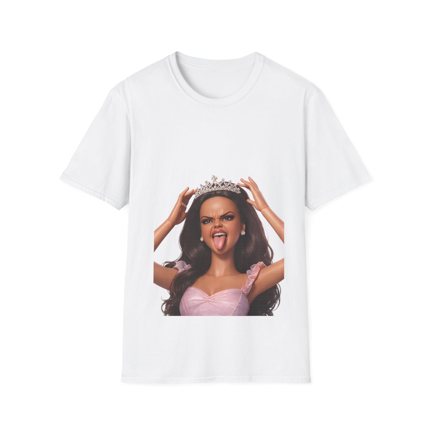 Barbicore T-Shirt Unisex – Freche Puppen-Prinzessin mit Krone & Zunge raus, Pink Aesthetic Statement Shirt