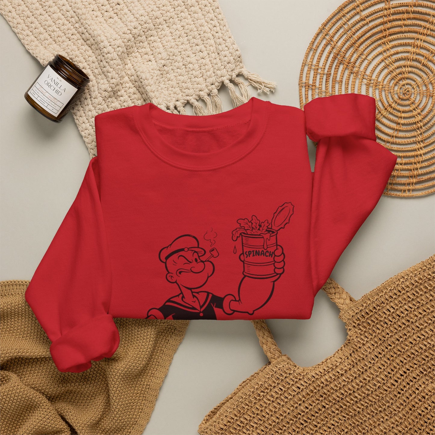 True Insights Sweatshirt Popeye Spinat Dose Comic Sailor Pullover Motivdetail