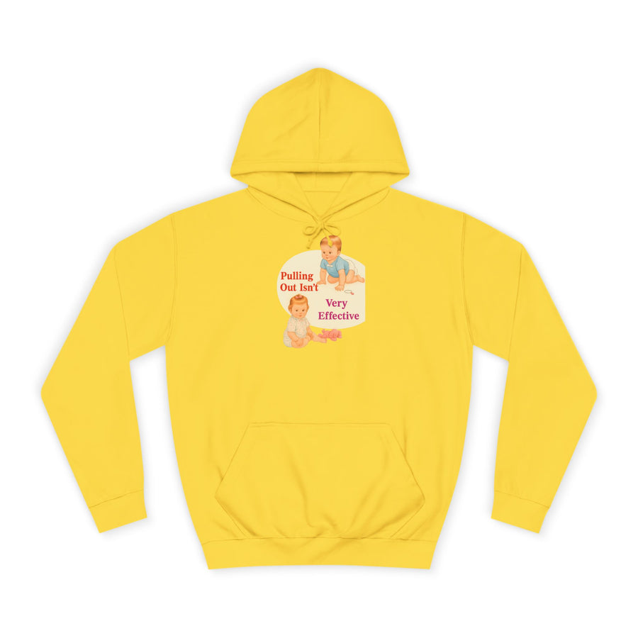 True Insights Pulling Out Isn't Very Effective Hoodie – Sarkastisches Retro-Baby-Motiv in Sun Yellow