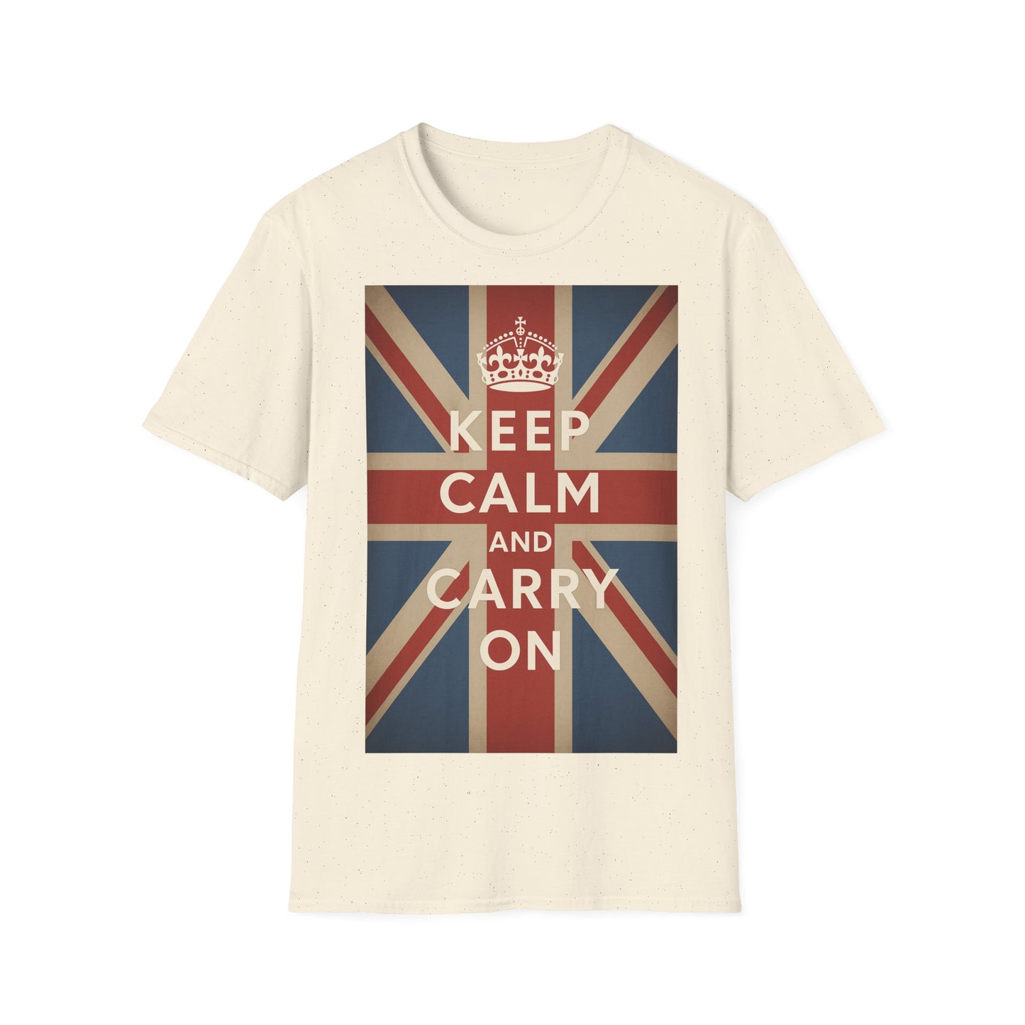 True Insights T-Shirt Keep Calm and Carry On Union Jack Vintage in Natural, britische Flagge, Unisex Shirt