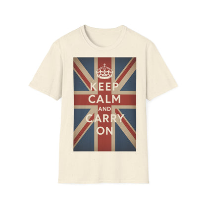 True Insights T-Shirt Keep Calm and Carry On Union Jack Vintage in Natural, britische Flagge, Unisex Shirt
