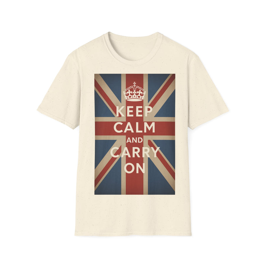 True Insights T-Shirt Keep Calm and Carry On Union Jack Vintage in Natural, britische Flagge, Unisex Shirt