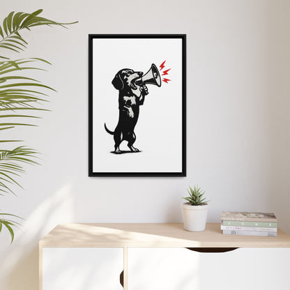 Dog with Megaphone – Satirisches Banksy-inspiriertes Kunstmotiv | Statement Design