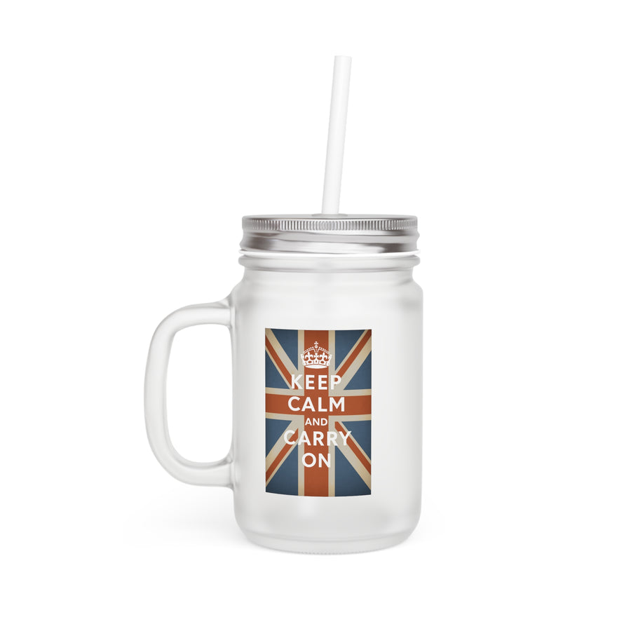 Keep Calm and Carry On Mason Jar – Verre Vintage Union Jack Couronne, Cadeau Fans du Royaume-Uni & Amoureux de l'Angleterre