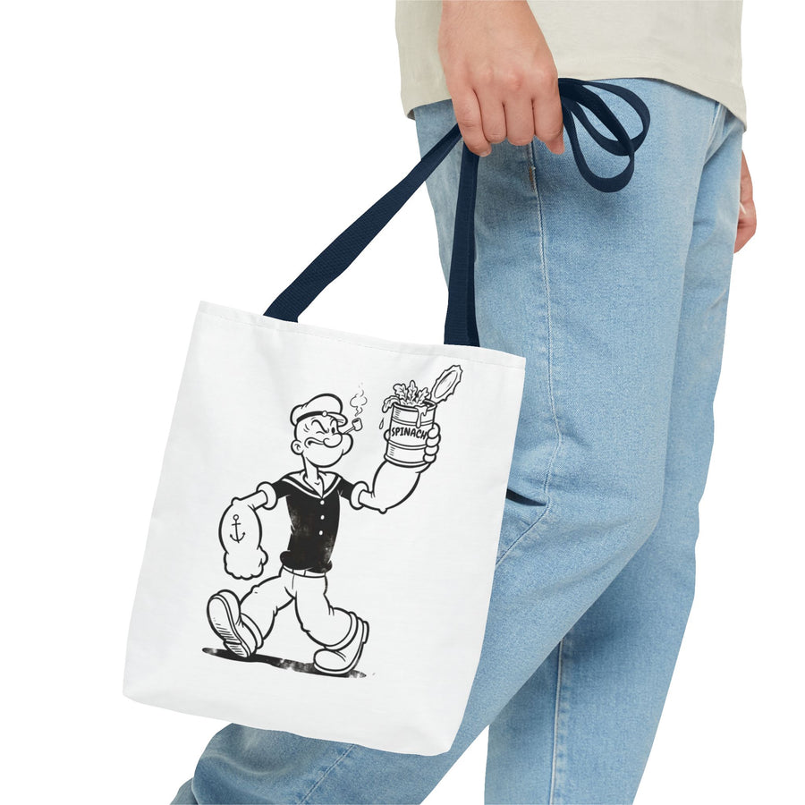 Popeye Spinat Dose Comic Kult Tote Bag – Retro Sailor Beutel aus Polyester, ideal für Comic-Fans & Nostalgiker