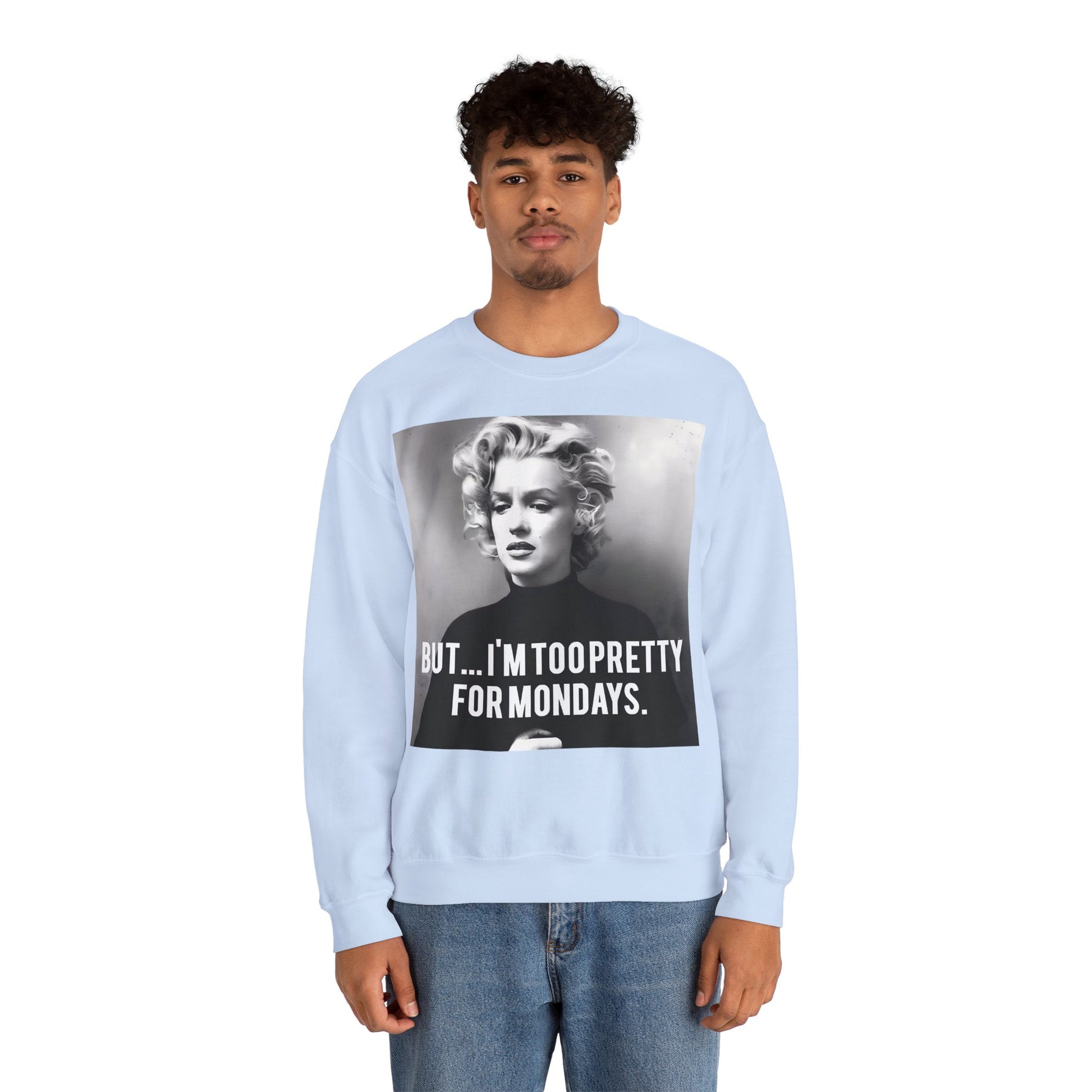 Sweatshirt – Sweatshirt – Too Pretty for Mondays – Retro Statement Pullover | True Insights Design mit Humor