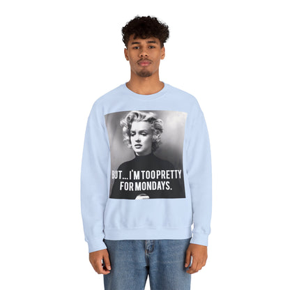 Sweatshirt – Sweatshirt – Too Pretty for Mondays – Retro Statement Pullover | True Insights Design mit Humor