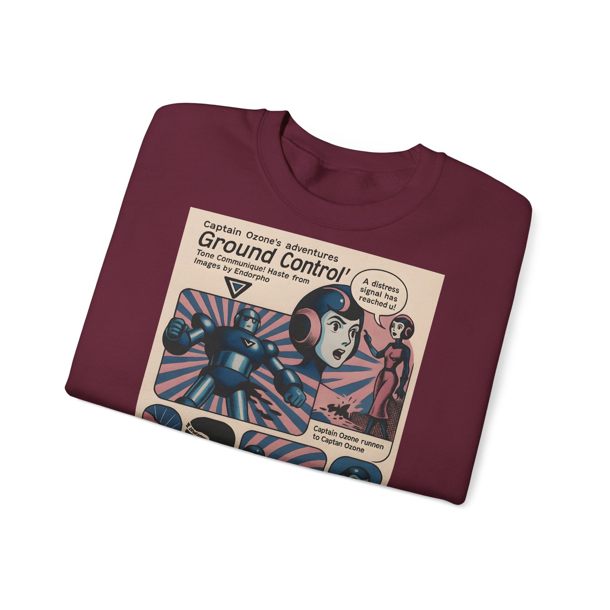 Retro Space Comic Sweatshirt – Captain Ozone „Ground Control“ Edition
