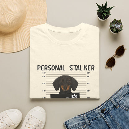 Dackel Personal Stalker T-Shirt - Lustiges Hunde Shirt für Dackelbesitzer - I Will Follow You Wherever You Go - Geschenk für Hundeliebhaber