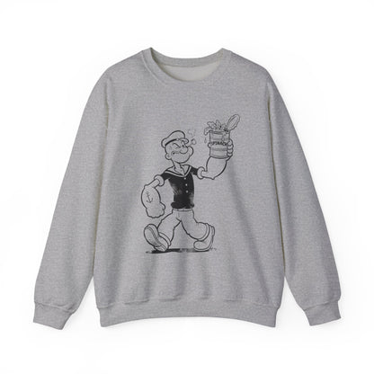 True Insights Sweatshirt Popeye Spinat Dose Retro Sailor Motiv in Sport Grey