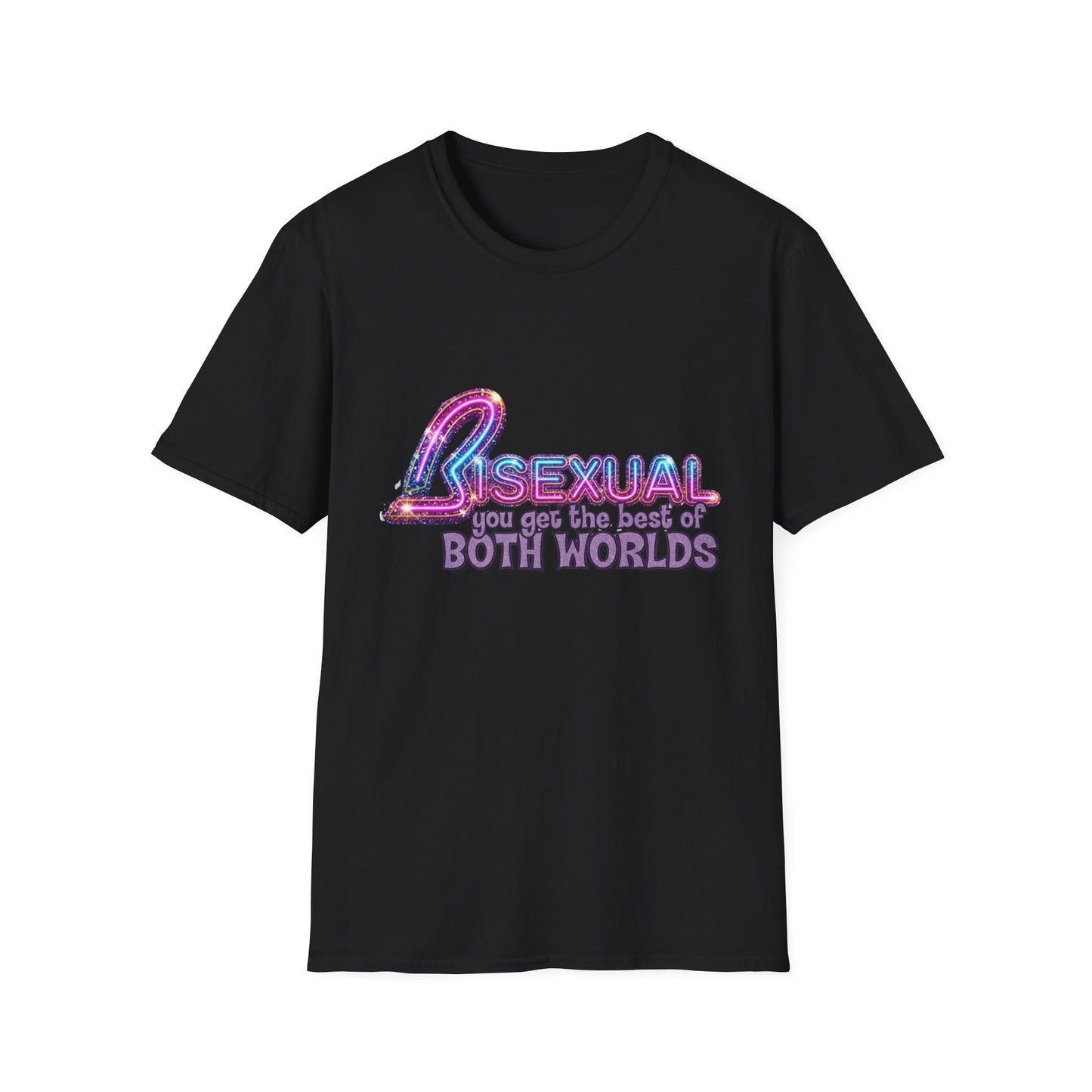 True Insights T-Shirt Bisexual Best Of Both Worlds Bi Pride CSD Glitzer-Neon-Look in Schwarz