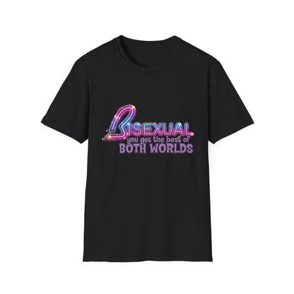 True Insights T-Shirt Bisexual Best Of Both Worlds Bi Pride CSD Glitzer-Neon-Look in Schwarz