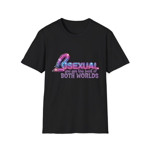 True Insights T-Shirt Bisexual Best Of Both Worlds Bi Pride CSD Glitzer-Neon-Look in Schwarz