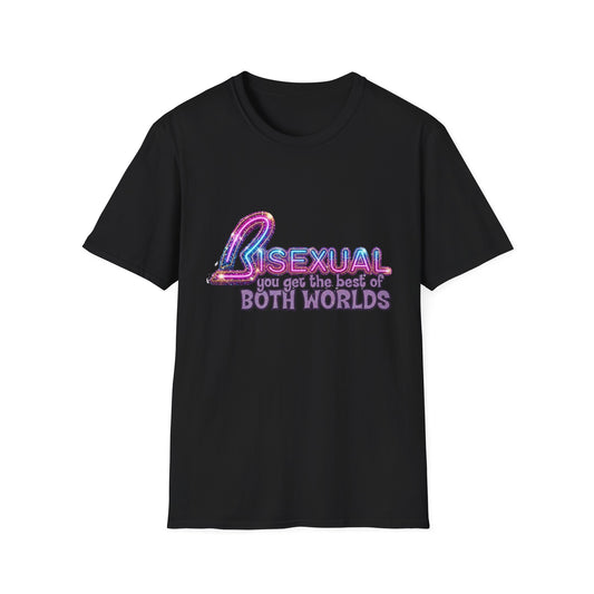 True Insights T-Shirt Bisexual Best Of Both Worlds Bi Pride CSD Glitzer-Neon-Look in Schwarz