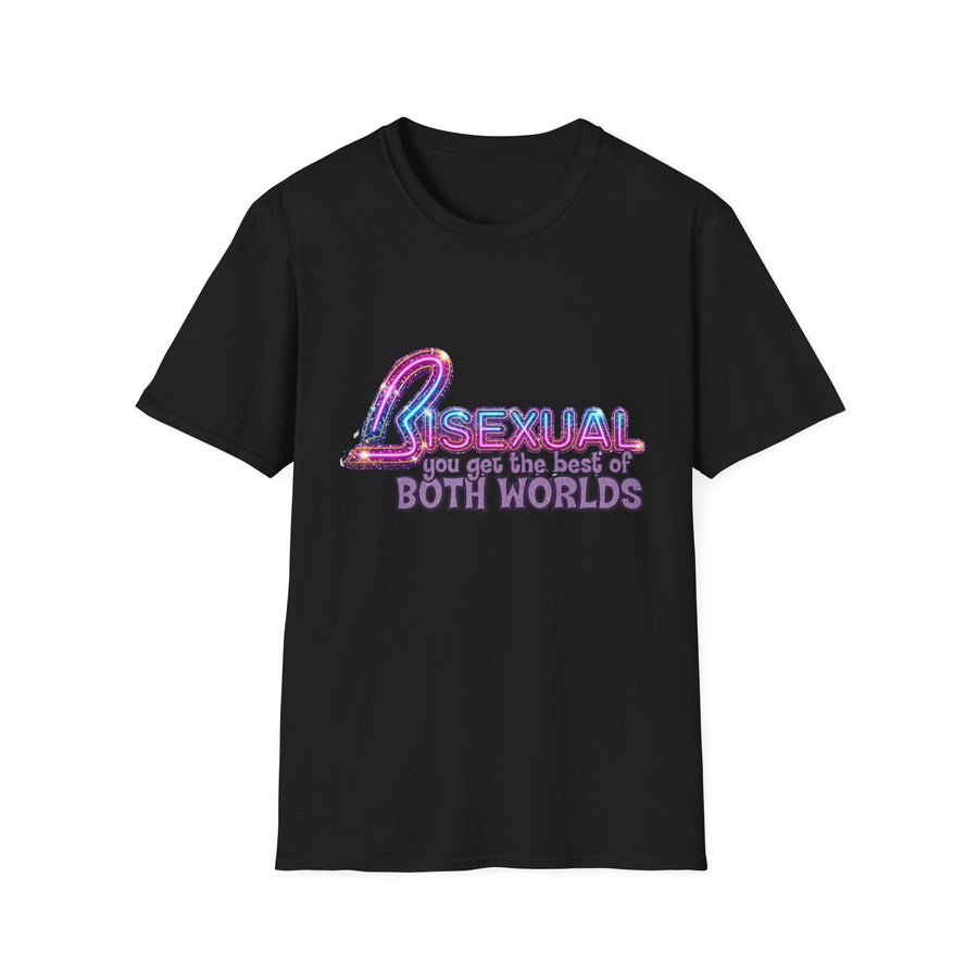 True Insights T-Shirt Bisexual Best Of Both Worlds Bi Pride CSD Glitzer-Neon-Look in Schwarz