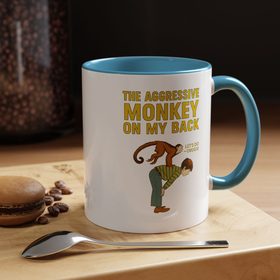 Mug Aggressive Monkey On My Back - Tasse drôle rétro vintage