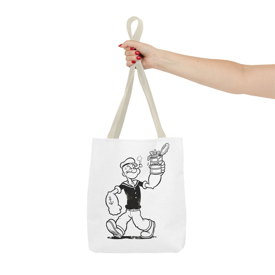 Popeye Spinat Dose Comic Kult Tote Bag – Retro Sailor Beutel aus Polyester, ideal für Comic-Fans & Nostalgiker