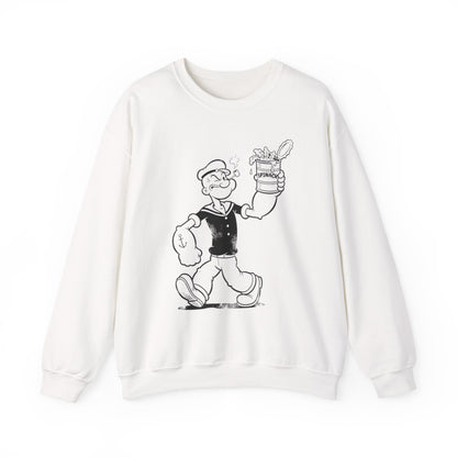 True Insights Sweatshirt Popeye Spinat Dose Retro Comic Sailor Motiv in Weiß