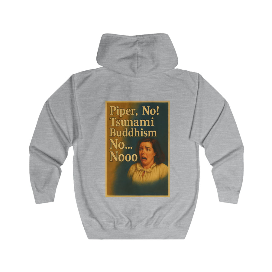 Piper, No! Tsunami. Buddhism. Zip-Hoodie – Dramamotief in retrostijl