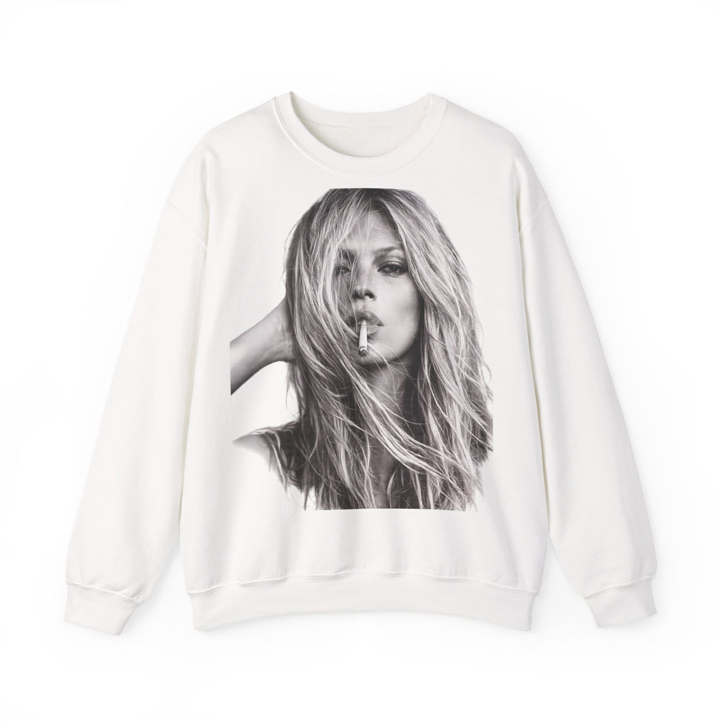 Kate Moss Sweatshirt – Schwarz-Weiß Portrait Kult-Pullover für Fashion & Vintage Fans, ikonisches Model Motiv