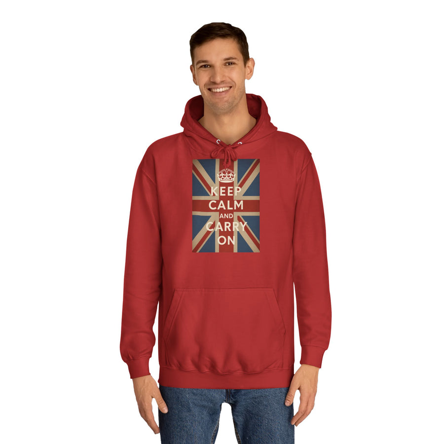 Sweat à Capuche Keep Calm and Carry On – Union Jack Drapeau Britannique Couronne Vintage Rétro pour Fans du UK