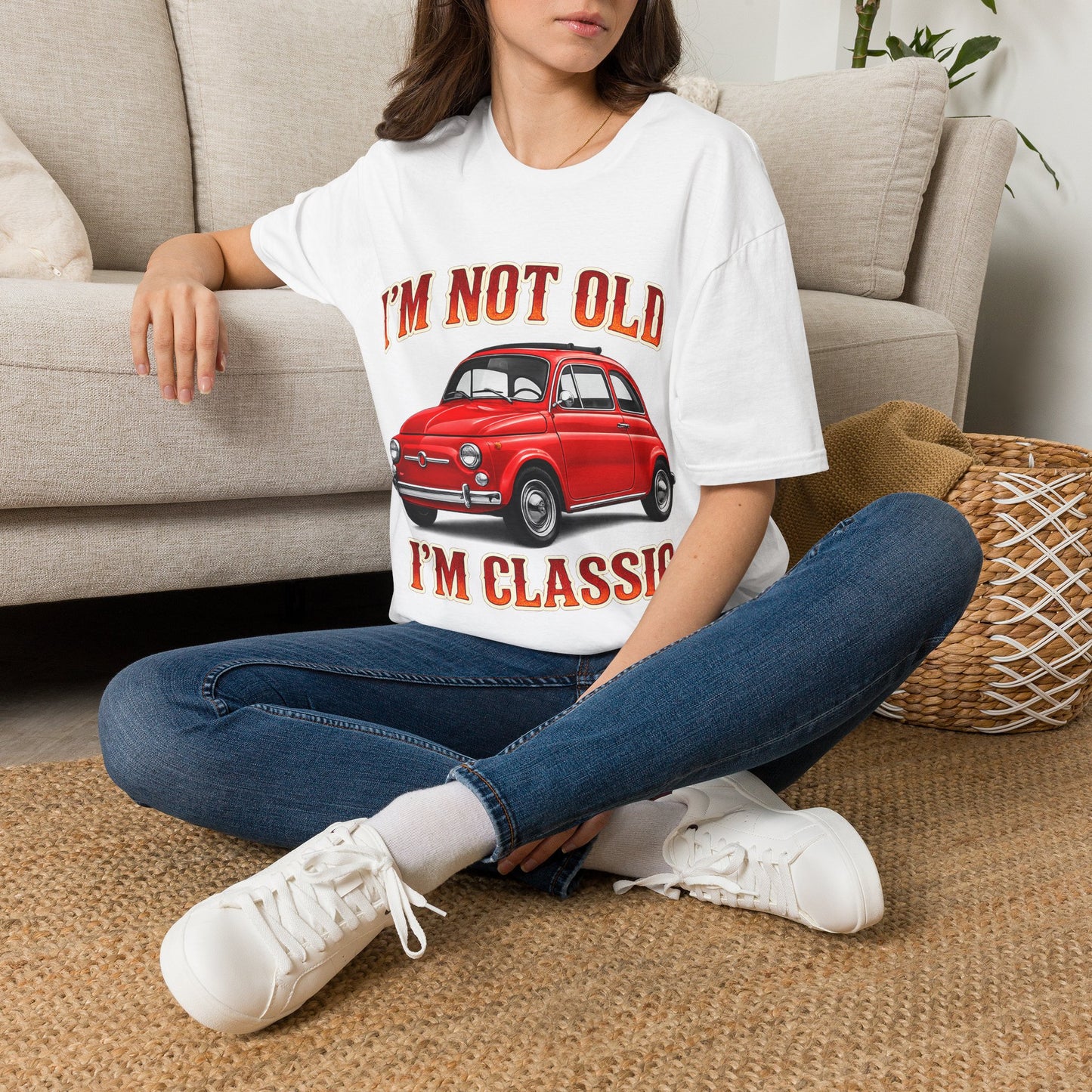 True Insights Retro T-Shirt roter Oldtimer, lässiges Vintage Outfit für Herren im Alltag