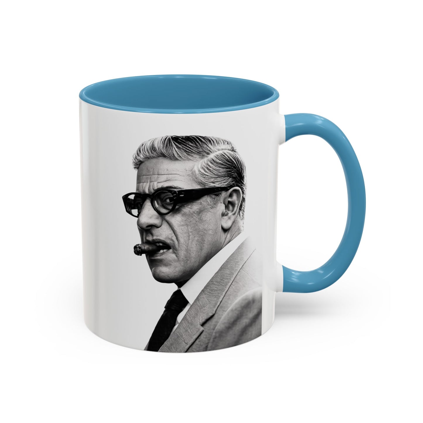Aristoteles Onassis Kaffeetasse – Schwarz-Weiß Porträt mit Zigarre & Brille | Bunte Tasse für Geschichts- & Stil-Fans