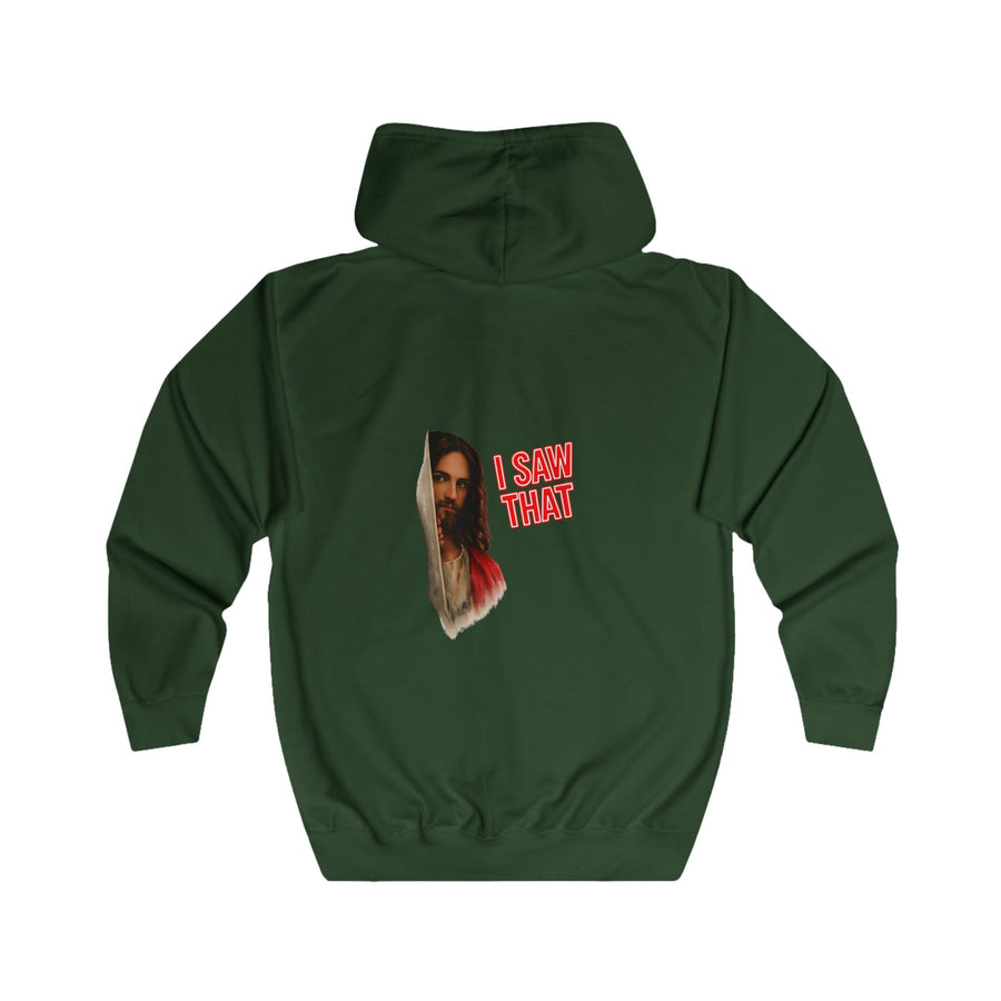 I Saw That Jesus Zip-Hoodie – Religieuze humor met een knipoog
