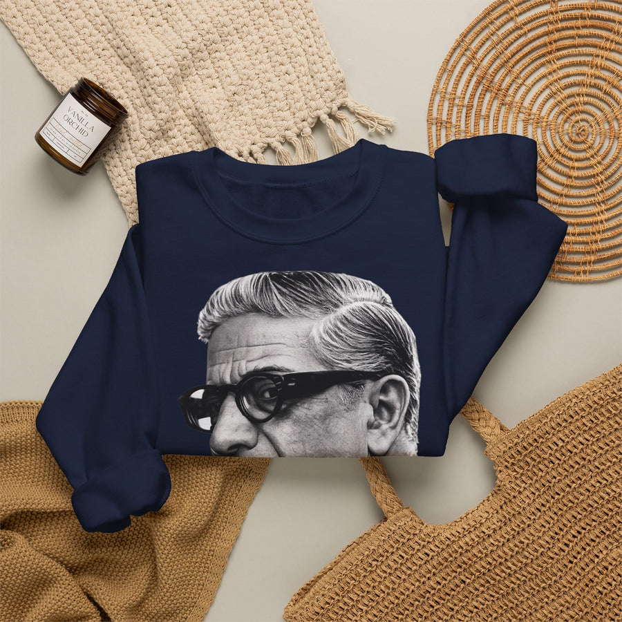 True Insights Sweatshirt Aristoteles Onassis mit Zigarre und Brille, satirisches Vintage Legenden Motiv im Fokus