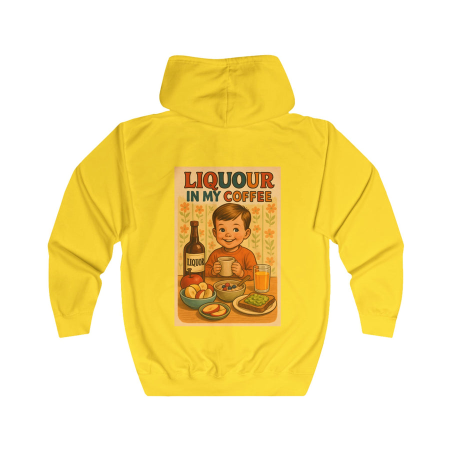 True Insights Liquor in My Coffee Zip-Hoodie – Retro-Motiv mit Humor für Kaffeetrinker