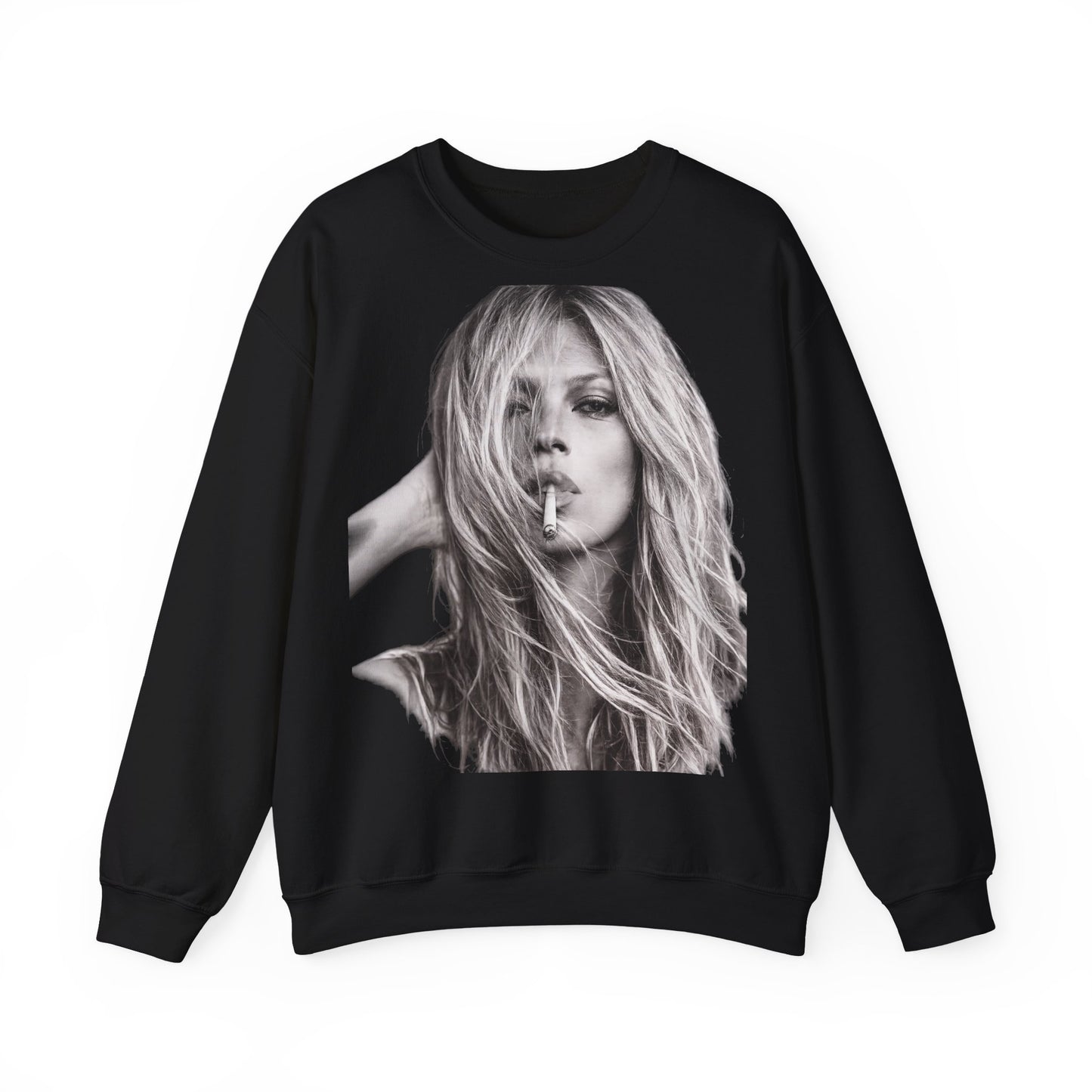 Kate Moss Sweatshirt – Schwarz-Weiß Portrait Kult-Pullover für Fashion & Vintage Fans, ikonisches Model Motiv