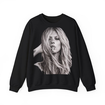 Kate Moss Sweatshirt – Schwarz-Weiß Portrait Kult-Pullover für Fashion & Vintage Fans, ikonisches Model Motiv