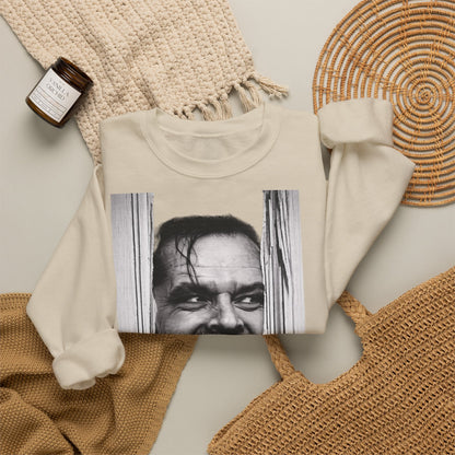 Shining Jack Torrance Sweatshirt – Kult-Horror-Portrait Jack Nicholson – Schwarz-Weiß Fan-Pullover für Filmfans & Halloween