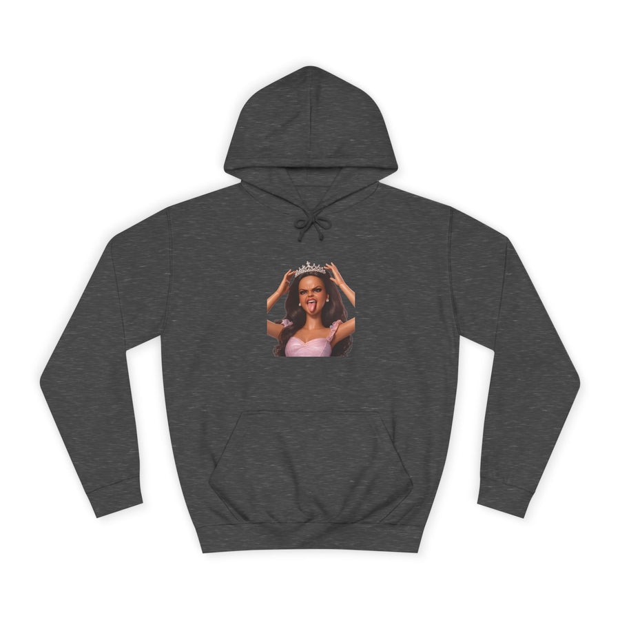 True Insights Barbicore Prinzessin Hoodie – Freches Puppen-Motiv mit Krone und Zunge raus in Charcoal