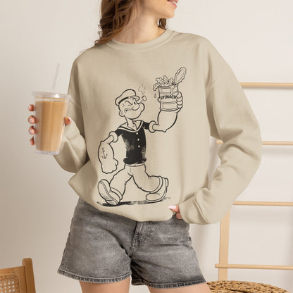 True Insights Retro Sweatshirt Popeye Spinat Dose Sailor Motiv im Lifestyle-Look