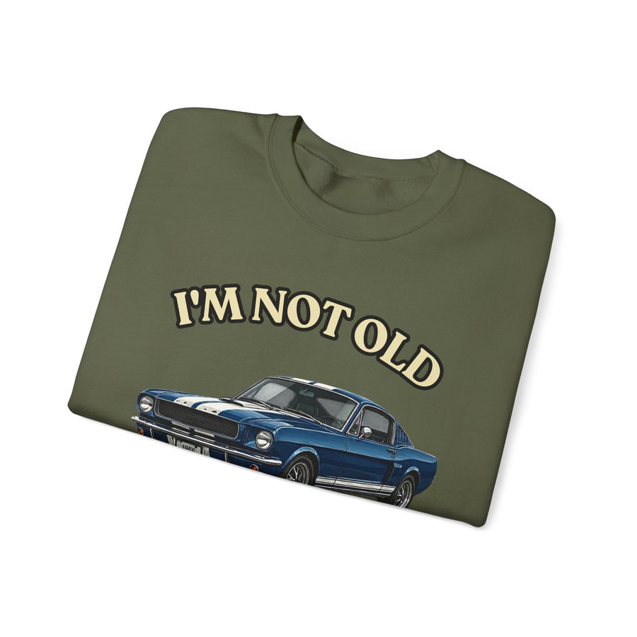 True Insights Sweatshirt Jahrgang 1966 Sportwagen, Motivdetail zum 60. Geburtstag