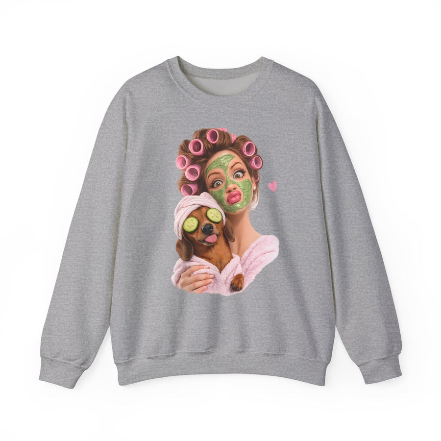 True Insights Dackel Spa Sweatshirt – Lustiges Wellness-Motiv mit Dackel in Sport Grey