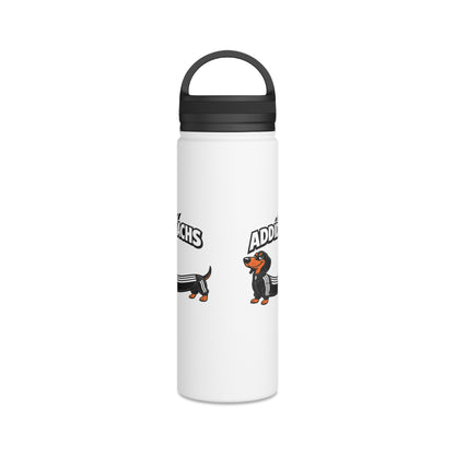 Lustiger Dackel Isolierte Edelstahl Trinkflasche mit Griffdeckel — Witziges Hunde-Motiv Geschenk für Dackelbesitzer & Sportfans