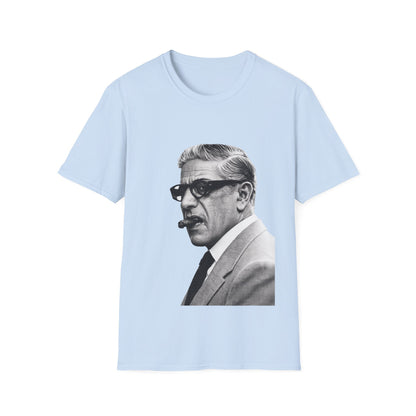 Aristoteles Onassis Portrait T-Shirt Unisex – Ikonische Zigarre & Brille, Vintage Schwarz-Weiß Legende, Retro Fan Geschenk