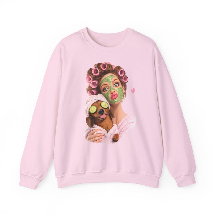 True Insights Dackel Spa Sweatshirt – Lustiges Wellness-Motiv mit Dackel in Light Pink