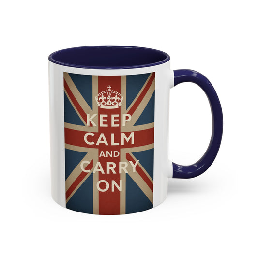 Keep Calm and Carry On Tasse – Union Jack Kaffeebecher mit Krone, britisches Retro Motiv Geschenk