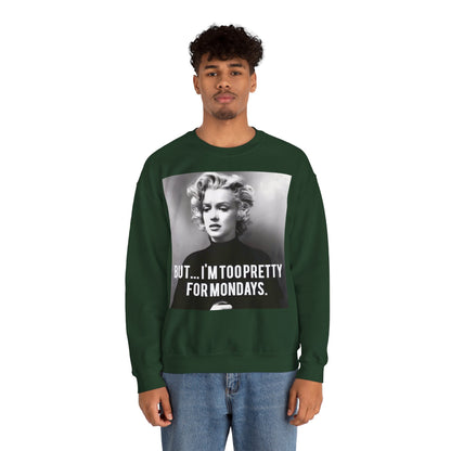Sweatshirt – Sweatshirt – Too Pretty for Mondays – Retro Statement Pullover | True Insights Design mit Humor