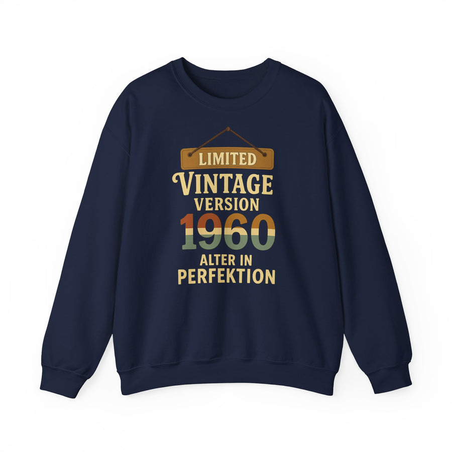 Geschenk zum 66. Geburtstag – Pullover Jahrgang 1960 Limited Vintage – Navy – Vorderseite