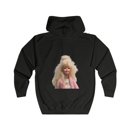 Retro Barbie Zip Hoodie mit 80er Big Hair Puppe – Ironisches Kult-Motiv für Fashion-Fans & Nostalgie-Liebhaber