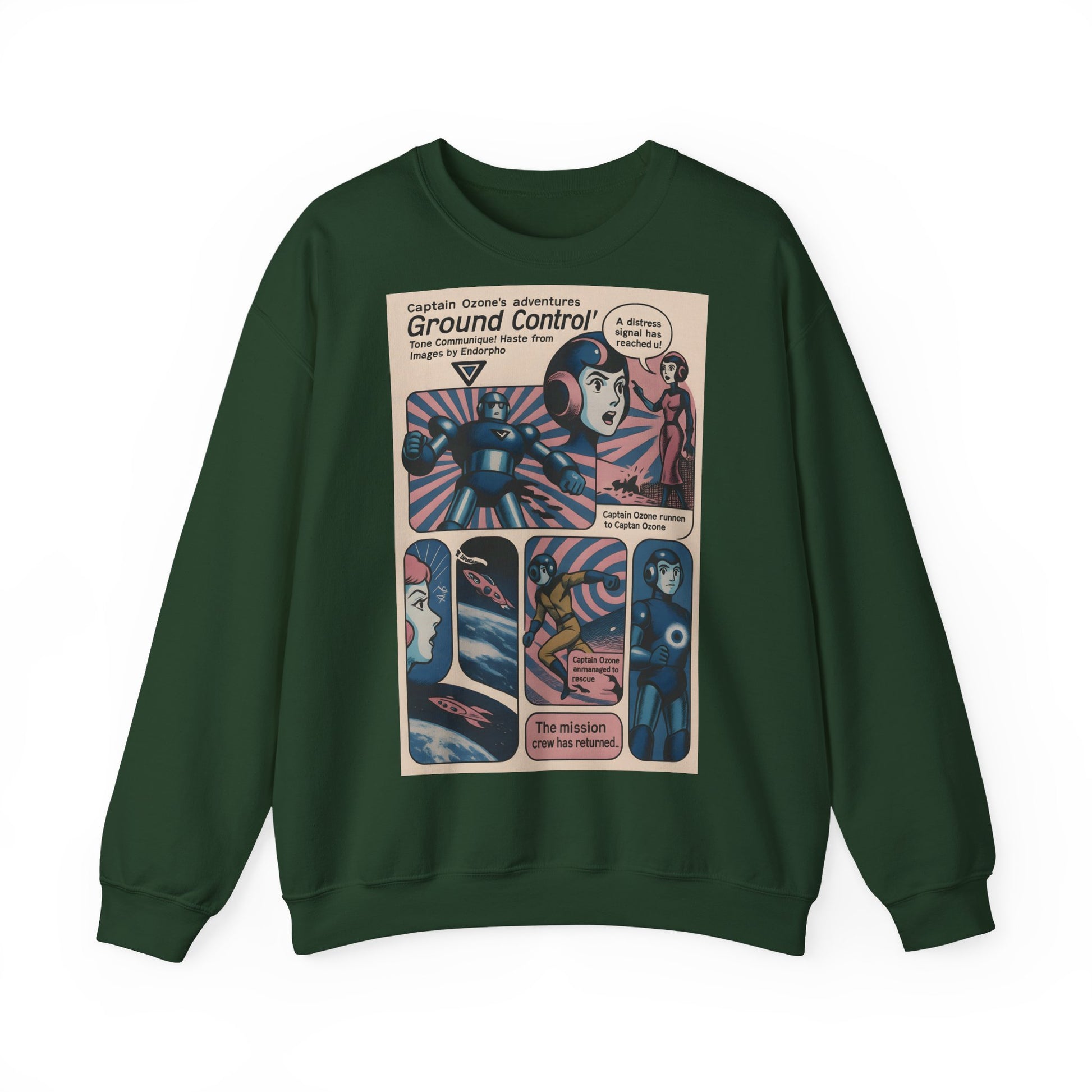 Retro Space Comic Sweatshirt – Captain Ozone „Ground Control“ Edition