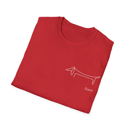 Picasso Dackel T-Shirt – Minimalistische Hundelinie mit Kultfaktor - kleines Motiv