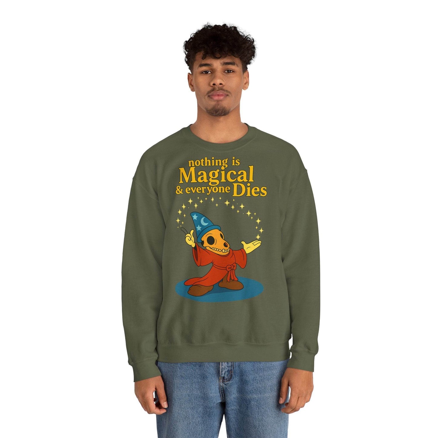Sweatshirt – "Nothing is Magical – & everyone Dies | Satirisches Skelett-Motiv für Schwarzseher mit Humor" | True Insights Design mit Humor