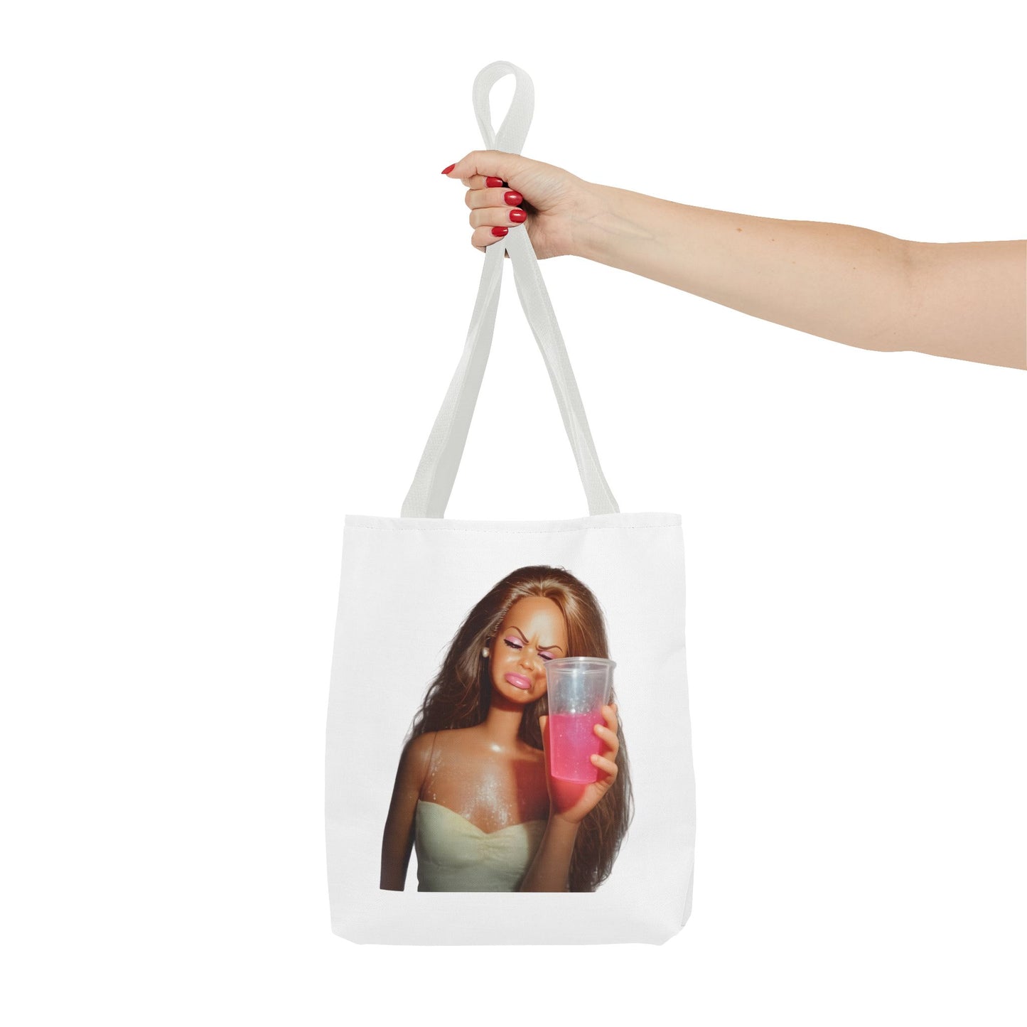 Doll Meme Barbicore Tote Bag – Lustige Puppe mit Pink Drink, Trendy Aesthetic Stoffbeutel für Fans